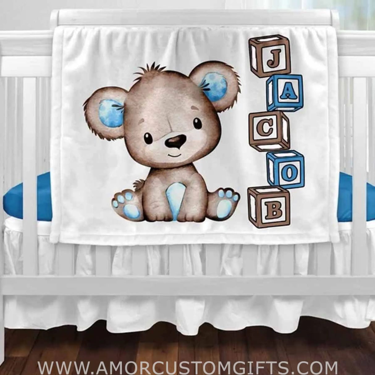Blankets USA MADE Baby Cow Baby Blanket, Custom Design Baby Blanket, Baby Shower Gift Blanket, Name Baby Blanket