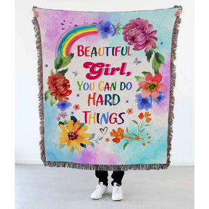 Blankets USA MADE Beautiful Girl You Can Do Hard Things Blanket, Personalized Custom Fleece Blanket, Music Lover Gift  Customized Blanket