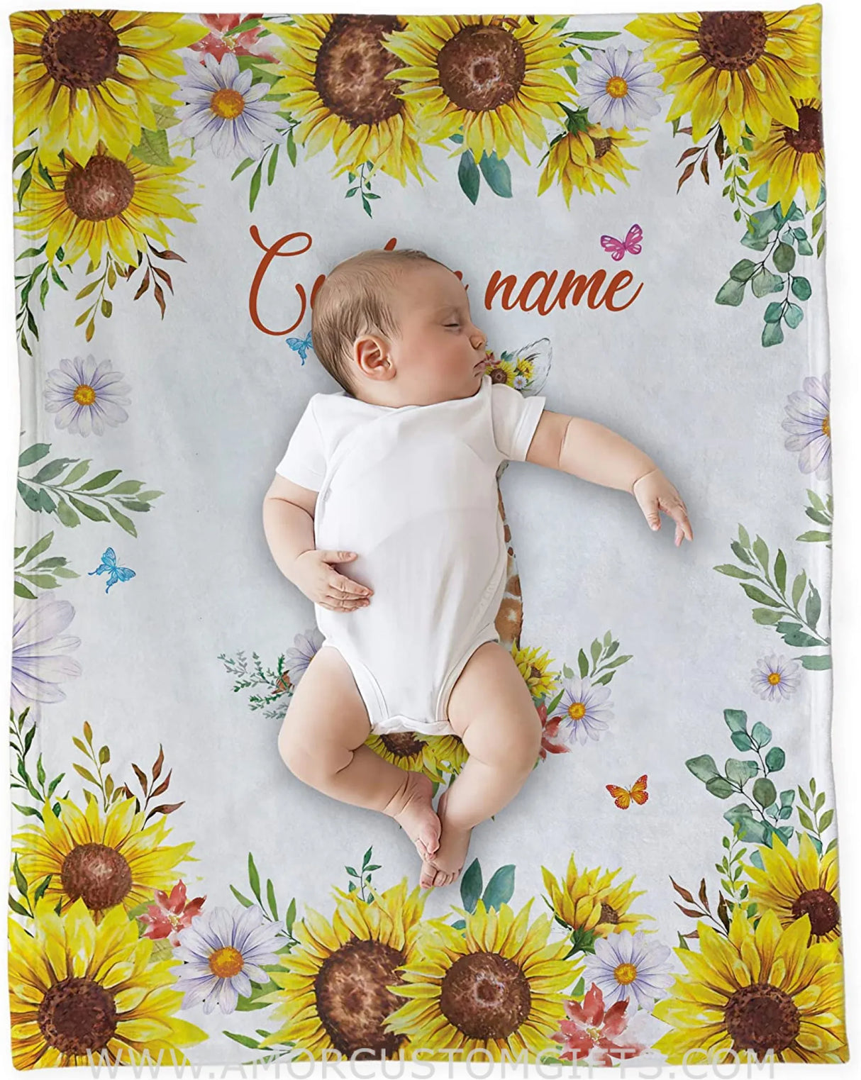 Blankets USA MADE Custom Baby Blanket, Personalized Baby Blankets, Baby Giraffe Blanket, Floral Baby Blanket, Sunflower Baby Blanket
