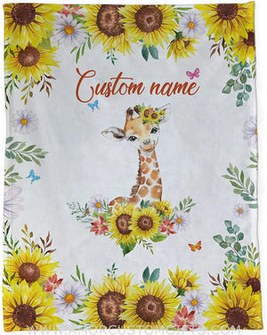 Blankets USA MADE Custom Baby Blanket, Personalized Baby Blankets, Baby Giraffe Blanket, Floral Baby Blanket, Sunflower Baby Blanket
