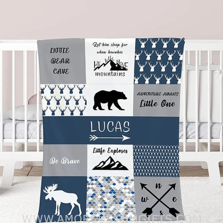 Blankets Custom Baby Blanket - Baby Blanket with Name for Boys, Best Gift for Baby, Newborn Deer Flush Fleece