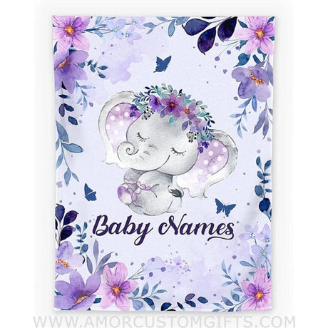 Blankets Custom Name Baby Blanket, Elephant Baby Blanket Girl, Elephant Gifts For Women