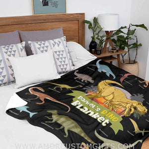 Blankets USA MADE Custom Name Blankets for Baby Boys Girls - Baby Blankets with Dinosaur Design for Kids - Throw Blanket with Cute Animal