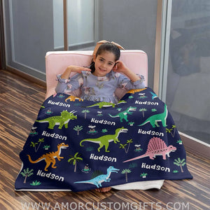 Blankets Custom Name Blankets for Baby Boys Girls - Baby Blankets with Dinosaur for Kids - Funny Throw Blanket with Cute Animal