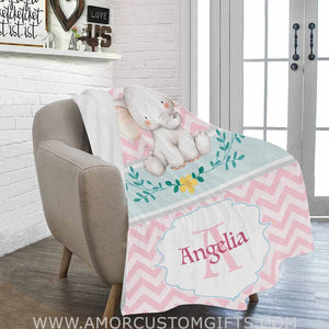 Blankets USA MADE Custom Name Blankets for Baby Boys Girls - Baby Blankets with Elephant for Kids - Throw Blanket with Cute Animal