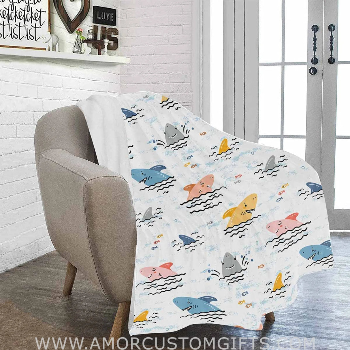 Blankets Custom Name Blankets for Baby Boys Girls - Baby Blankets with Shark Design for Kids - Funny Throw Blanket with Cute Animal