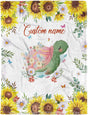 Blankets USA MADE Custom Turtle flower Baby Blanket, Blankets for Kids, Customized Baby Gifts - Floral Blanket