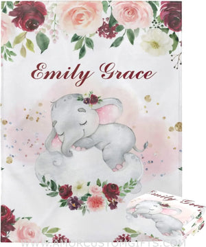 Blankets Customized Baby Blankets for Girls Elephant Baby Blanket Best Gift for Baby,New Mom,Newborn