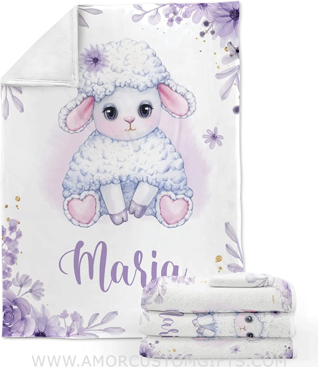 Blankets USA MADE Customized Baby Blankets - Sheep Baby Blanket, Best Gift for Baby, Newborn, New Mom, Super Soft Plush Fleece, 30 x 40 inch