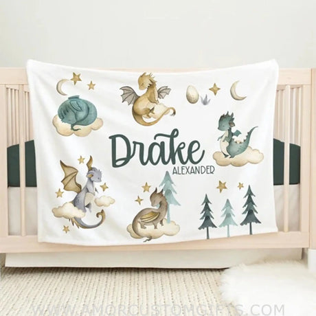 Blankets Dragon Blanket, Personalized Dragon Baby Blanket, Newborn Coming Home Blanket, New Baby Gift