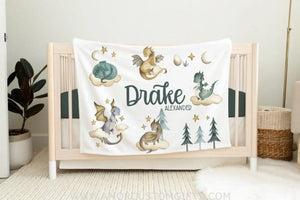 Blankets Dragon Blanket, Personalized Dragon Baby Blanket, Newborn Coming Home Blanket, New Baby Gift