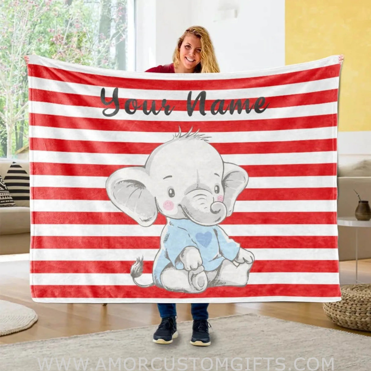 Blankets Elephant Blanket, Custom Name Baby Blanket, Elephant Baby Blanket Girl, Boy - Elephant Gifts For Women