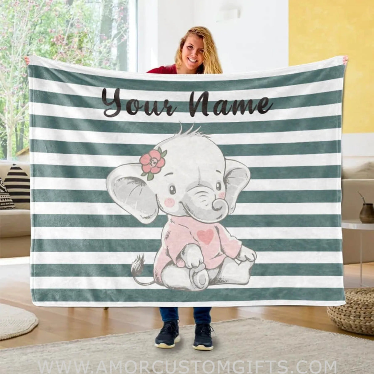 Blankets Elephant Blanket, Custom Name Baby Blanket, Elephant Baby Blanket Girl, Boy - Elephant Gifts For Women