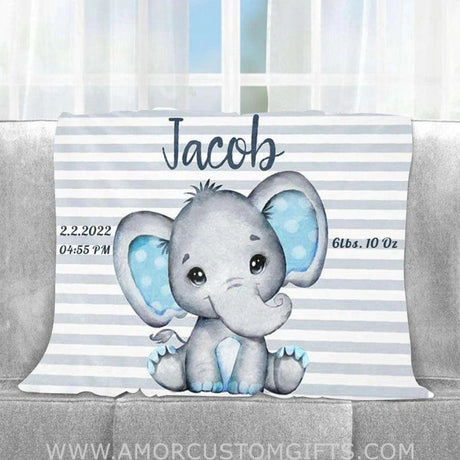 Blankets Elephant Blanket, Gifts for Newborn, First Mothers Day Gift, Baby Blanket for Boy and Girl, Custom Baby Name Monogram Blanket