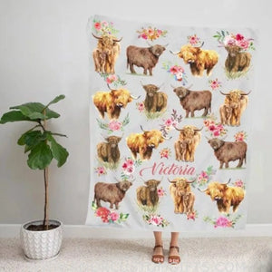 Blankets USA MADE Farm Animal Blanket, Personalized Baby Blanket For Boys Girls