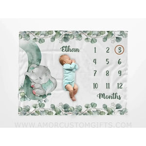 Blankets Floral elephant Baby Milestone Blanket,  Newborn Animal blanket