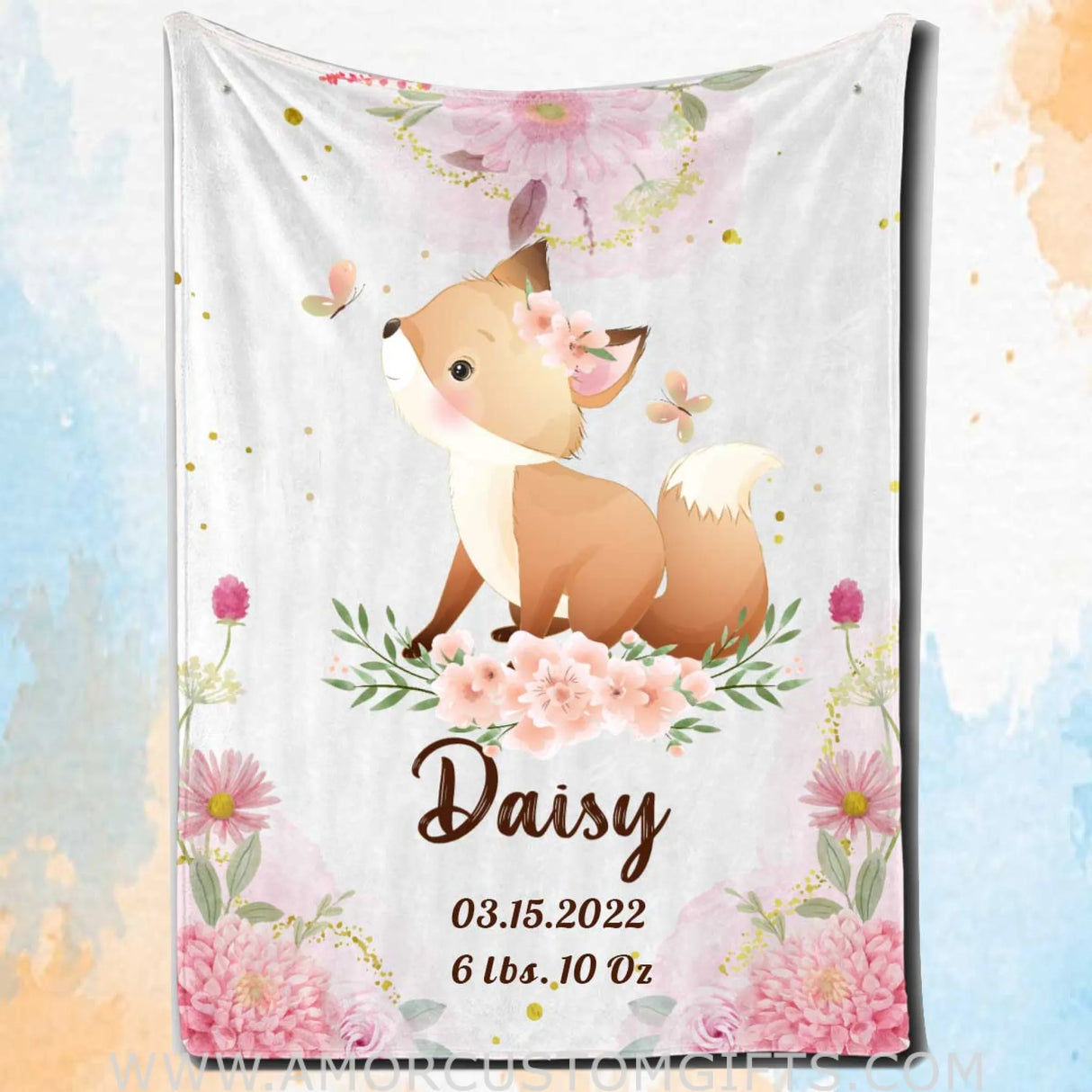 Blankets USA MADE Fox Blanket, Customized Baby Blanket for Little Girl, Gifts for Newborn Throw Blanket, Deer Blanket, Koala Blanket