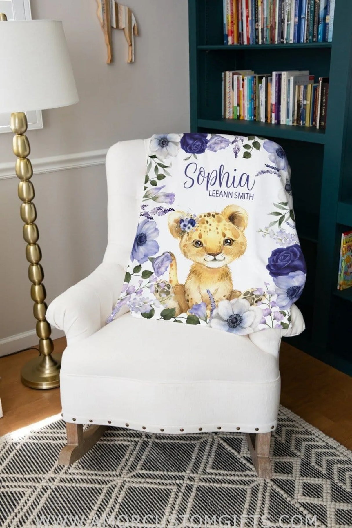 Blankets Lion Baby Girl Personalized Baby Blanket, Name Blanket For Baby Girl, Safari Baby Shower, Unique Baby Gift