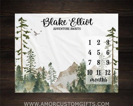 Blankets Mountains Milestone Blanket, Personalized Baby Blanket, Custom Blanket, Baby Shower Gift, New Baby Gift