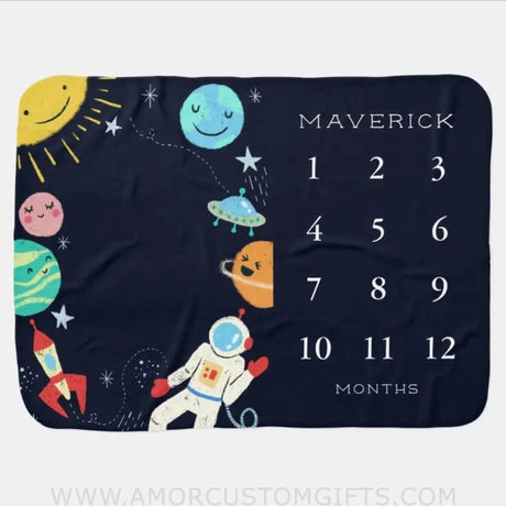 Blankets Outer Space Baby Boy Monthly Milestone Baby Blanket