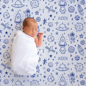 Blankets USA MADE Outer Space Fleece Personalized Baby Blanket, Gift for Kids Toddler - Blanket for Newborn