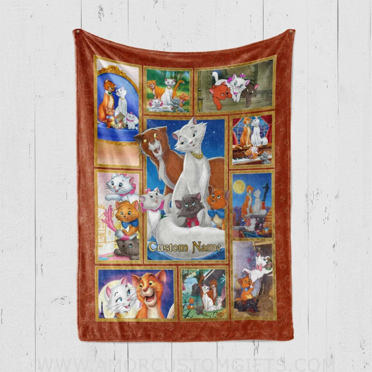 Blankets Personalized Aristocats Blanket | Custom Name Marie The Cat Blanket