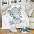 Blankets USA MADE Personalized Baby Blanket, Elephant Baby Blankets for Girls Baby Boy, Blankets for Newborns Nursery Decor Neutral