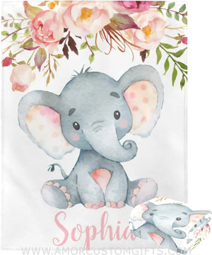Blankets Personalized Baby Blanket, Elephant Baby Blankets for Girls Baby Boy, Blankets for Newborns Nursery Decor Neutral