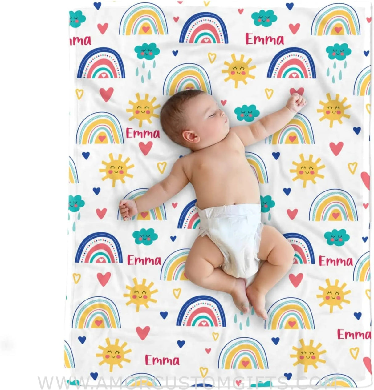 Blankets Personalized Baby Blanket rainbow, Baby Girl Blanket