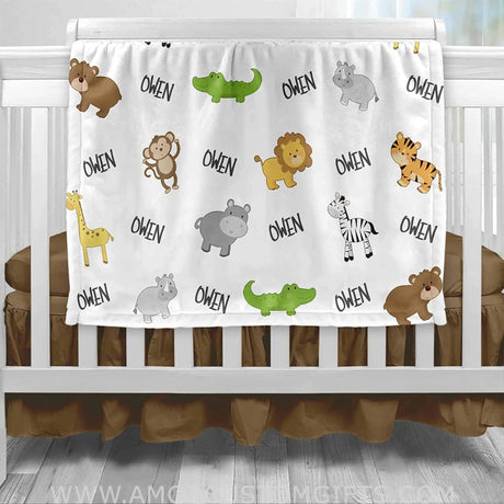 Blankets USA MADE Personalized Baby Blankets animal - Baby Boy Blankets Newborn Soft  - Safari Decor