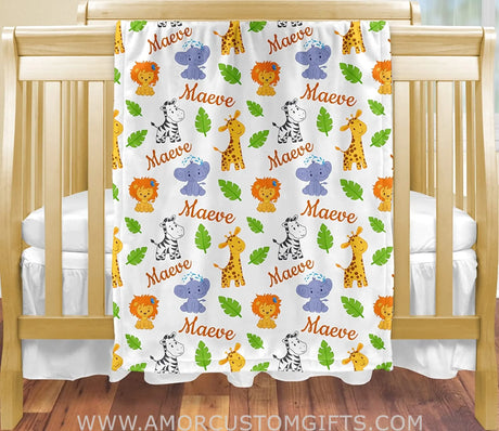Blankets Personalized Baby Blankets Animals: Lion, Elephant Zebra, Giraffe - Blankets for Baby, Birthday, Christmas, New Mom - Baby Gifts