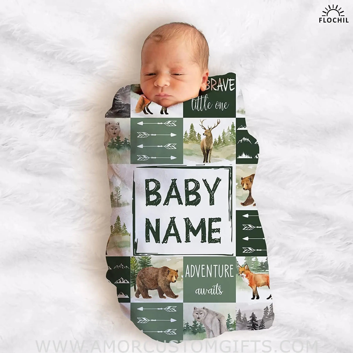 Blankets Personalized Baby Blankets, Custom Baby Blanket, Best Gift for Baby, Newborn Woodland Flush Fleece blanket