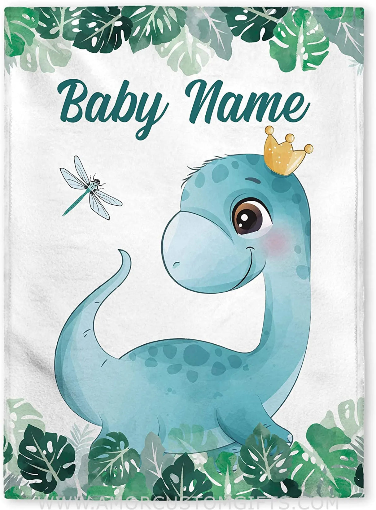 Blankets Personalized Baby Blankets, Custom Baby Blanket - Baby Blanket with Name for Boys, Best Gift for Baby, Newborn Dinosaur Flush Fleece