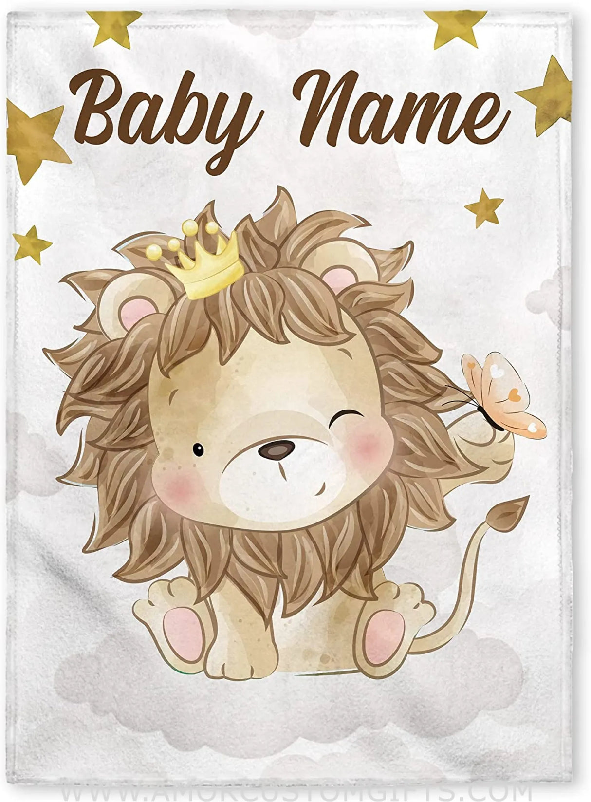 Blankets USA MADE Personalized Baby Blankets, Custom Baby Blanket - Baby Blanket with Name for Boys, Best Gift for Baby, Newborn Lion Flush Fleece blanket