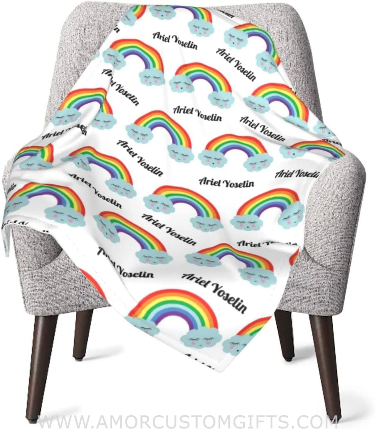 Blankets USA MADE Personalized Baby Blankets for Boys with Name, Customized Rainbow Baby Boys Blanket with Name