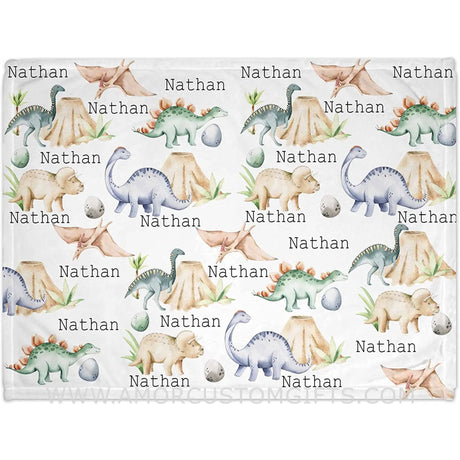 Blankets Personalized Baby Blankets for Boys with Name - Dinosaur Baby Blanket