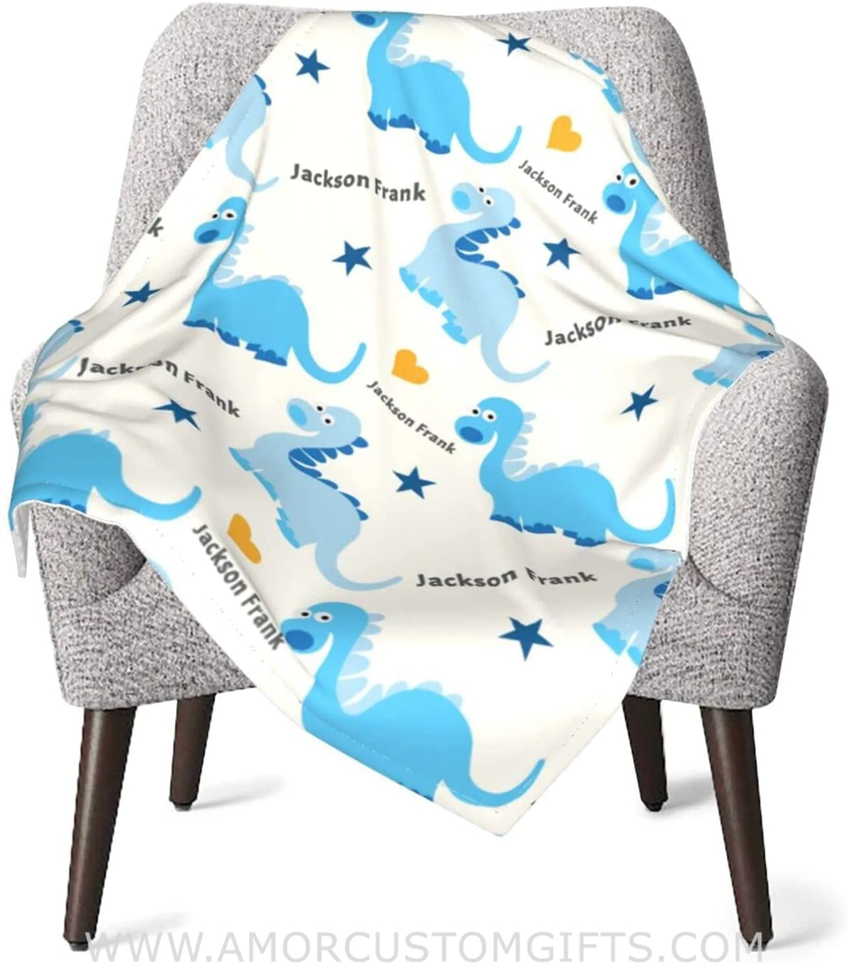 Blankets USA MADE Personalized Baby Blankets for Boys with Name, Dinosaur Baby Boys Blanket with Name for Baby Gifts
