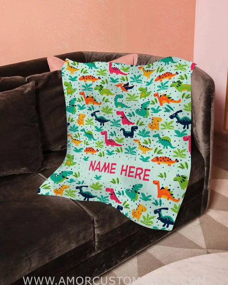 Blankets Personalized Baby Blankets For Boys With Name-Dinosaur Blanket For Boys - Dinosaur Baby Blanket - Dinosaur Toddler Bedding