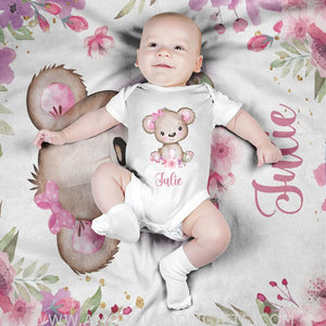 Blankets USA MADE Personalized Baby Blankets, Baby Blankets for Girls - Bear Baby Blanket, Best Gift for Baby, Newborn