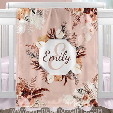 Blankets Personalized Baby Blankets with Name - Floral Baby Blankets for Girls - Personalized Baby Gifts for Newborns and Kids