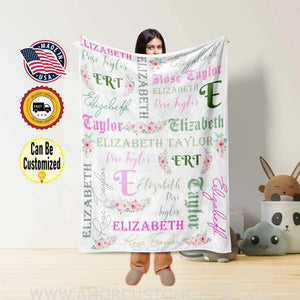 Blankets Personalized Baby Monogram Blanket, Custom Name Baby Girl, Boy Blanket - Nursery