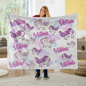 Blankets USA MADE Personalized Baby Swaddle Fleece Blanket-Unicorn baby blanket