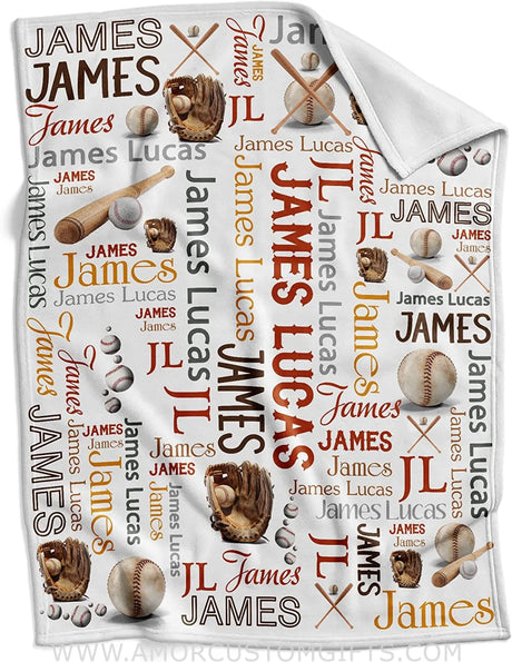 Blankets Personalized Baseball Baby Blankets for Boys - Customized Baby Gifts with Name - Soft Fleece Monogram Blanket