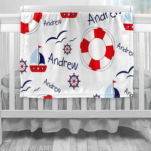 Blankets Personalized Blanket   Baby Blankets -  Nautical Baby Blanket - Baby Boy Blankets Newborn Soft Fleece Blanket