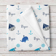 Blankets USA MADE Personalized Blanket Nautical Fleece   Baby Boy Blanket - Gift for Kids Toddler - Blanket for Newborn