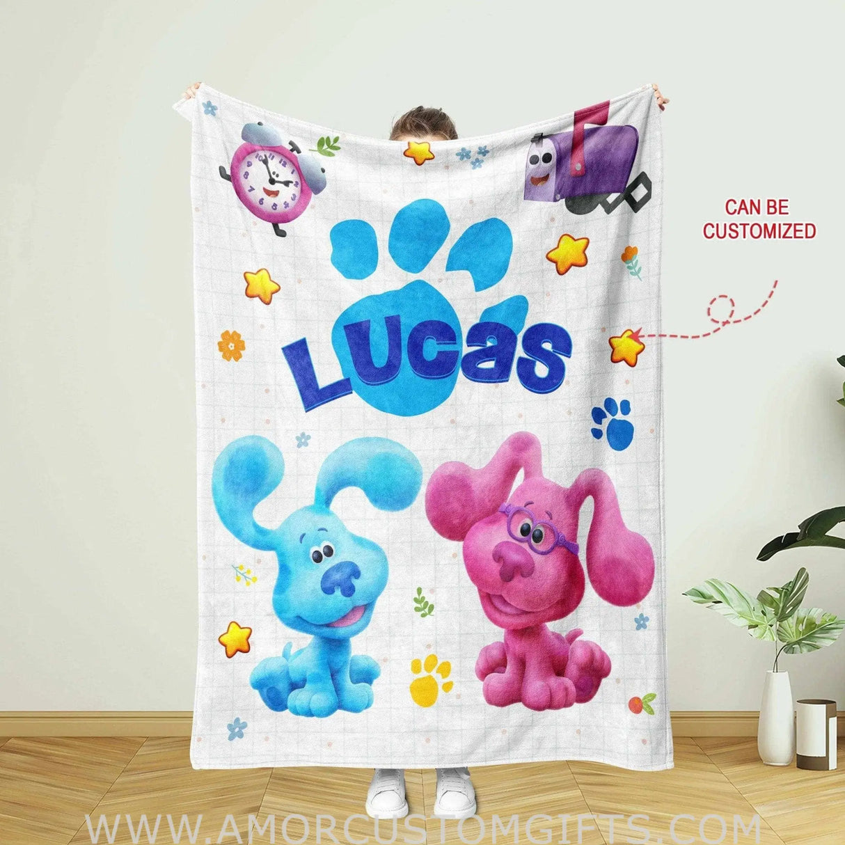 Blankets Personalized Blue Puppy Boy Blanket | Customized Cartoon Boys Blanket, Puppy Nursery Theme