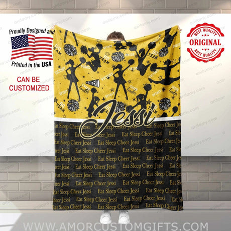 Blankets USA MADE Personalized Cheerleader Custom Name Blankets | Blankets With Names, Cheers Sport Girl Gifts, Cheerleader Theme Blanket