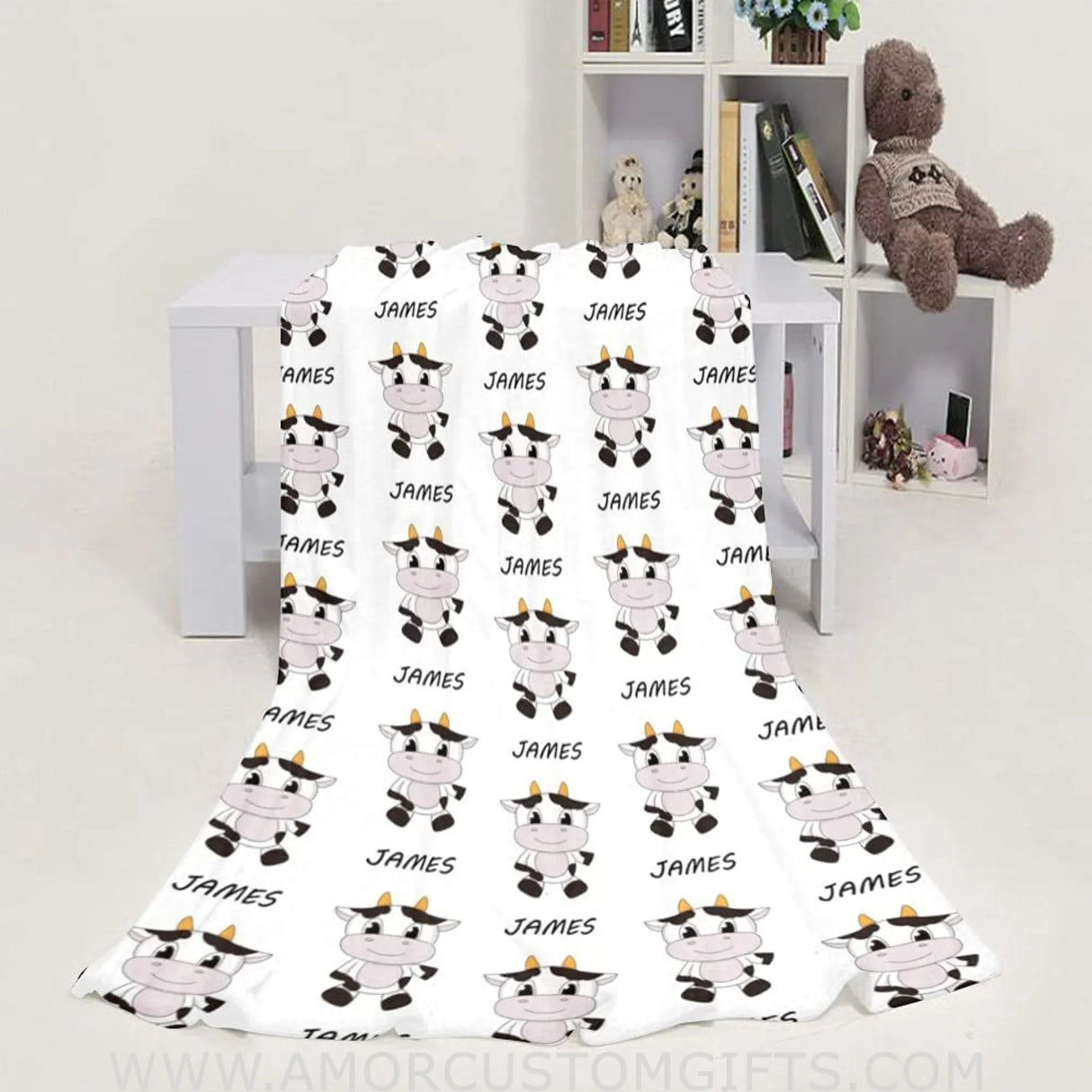 Blankets Personalized Custom Baby Blankets with Name for Boys, Cow Blanket for Infants Newborns Kids