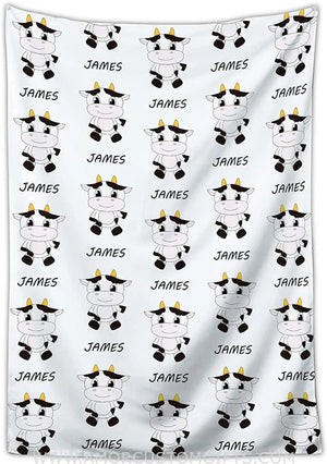 Blankets USA MADE Personalized Custom Baby Blankets with Name for Boys, Cow Blanket for Infants Newborns Kids