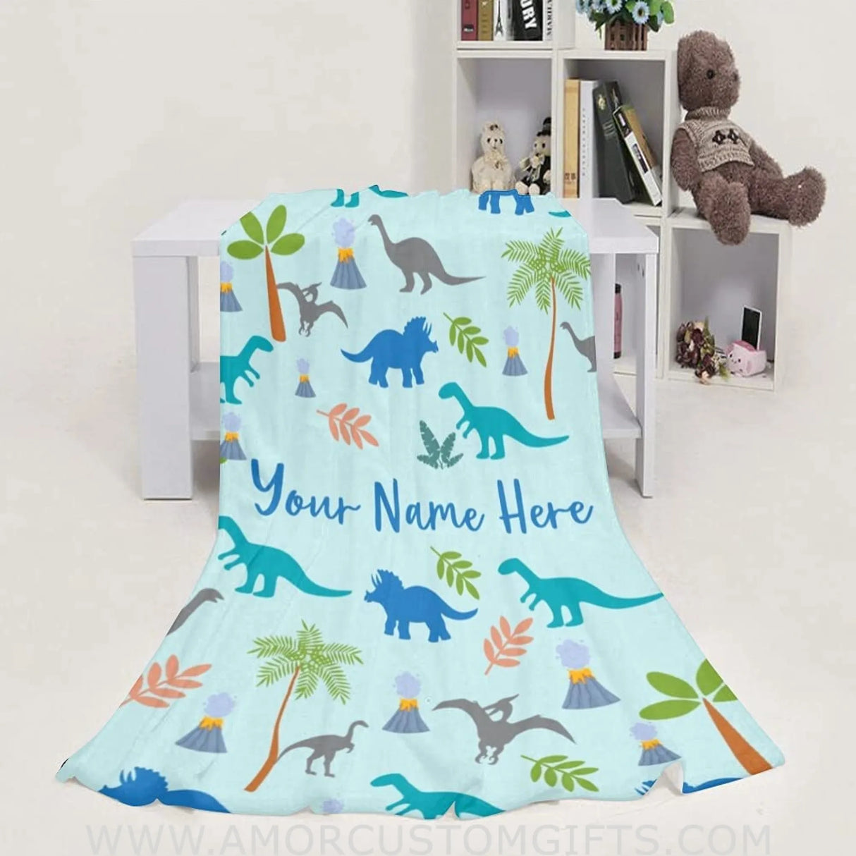 Blankets Personalized Custom Baby Blankets with Name for Boys, Dinosaurus Blanket for Infants Newborns Kids